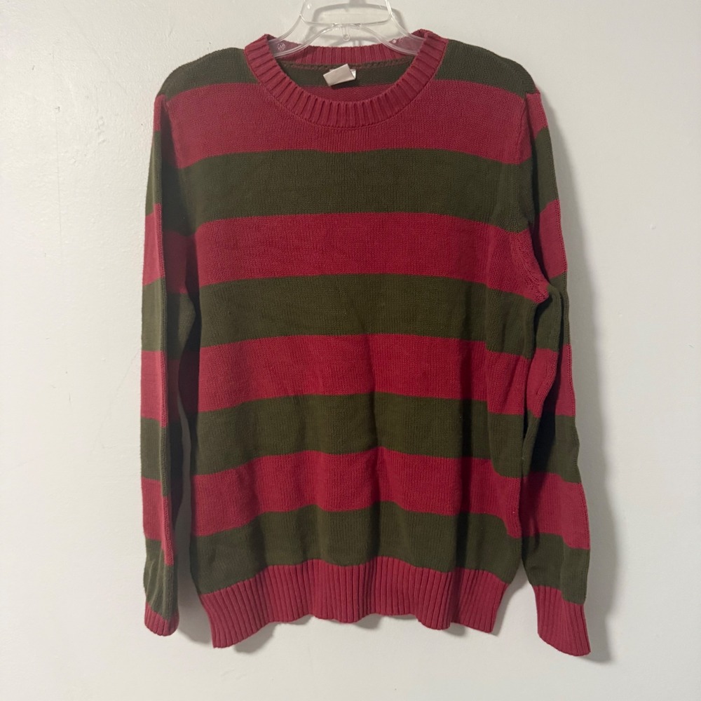 Nightmare on Elm Street Freddy Krueger Striped Sweater Mens Medium Red Green